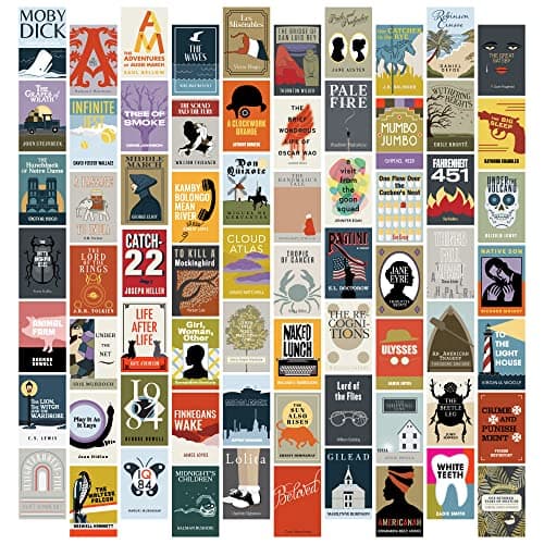 Pop Chart | Notable Novels Wall Collage Kit | 70 Pcs 4" x 6" Art Prints | Colorful Academic Decor for Home, Dorm, or Classroom | 100% Made in the USA