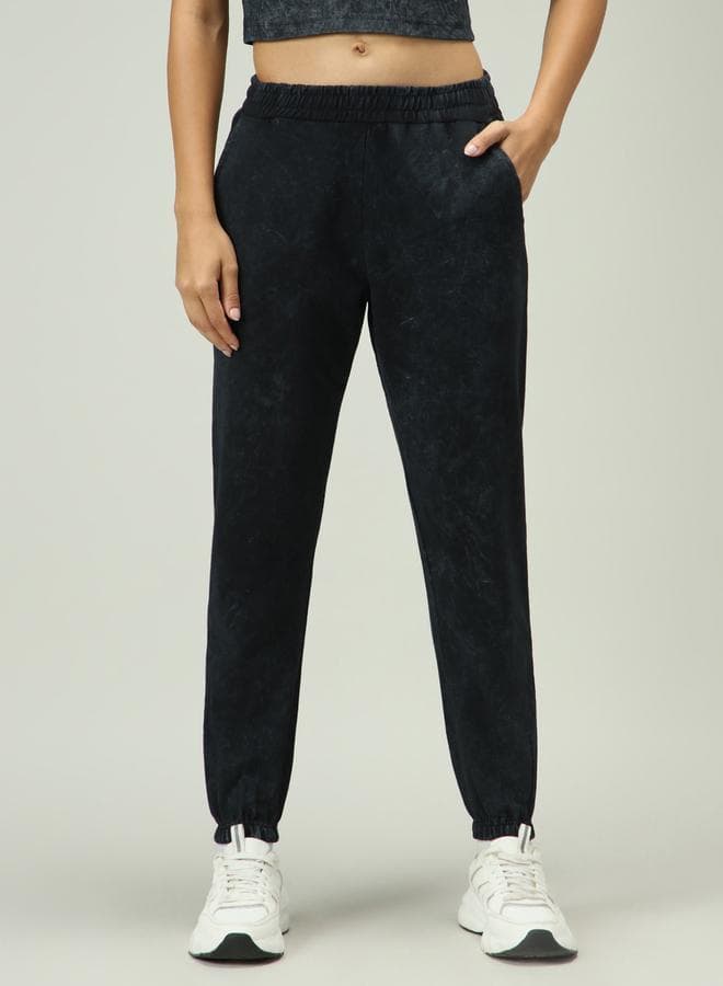 Grey Acid Wash Cuffed Joggers