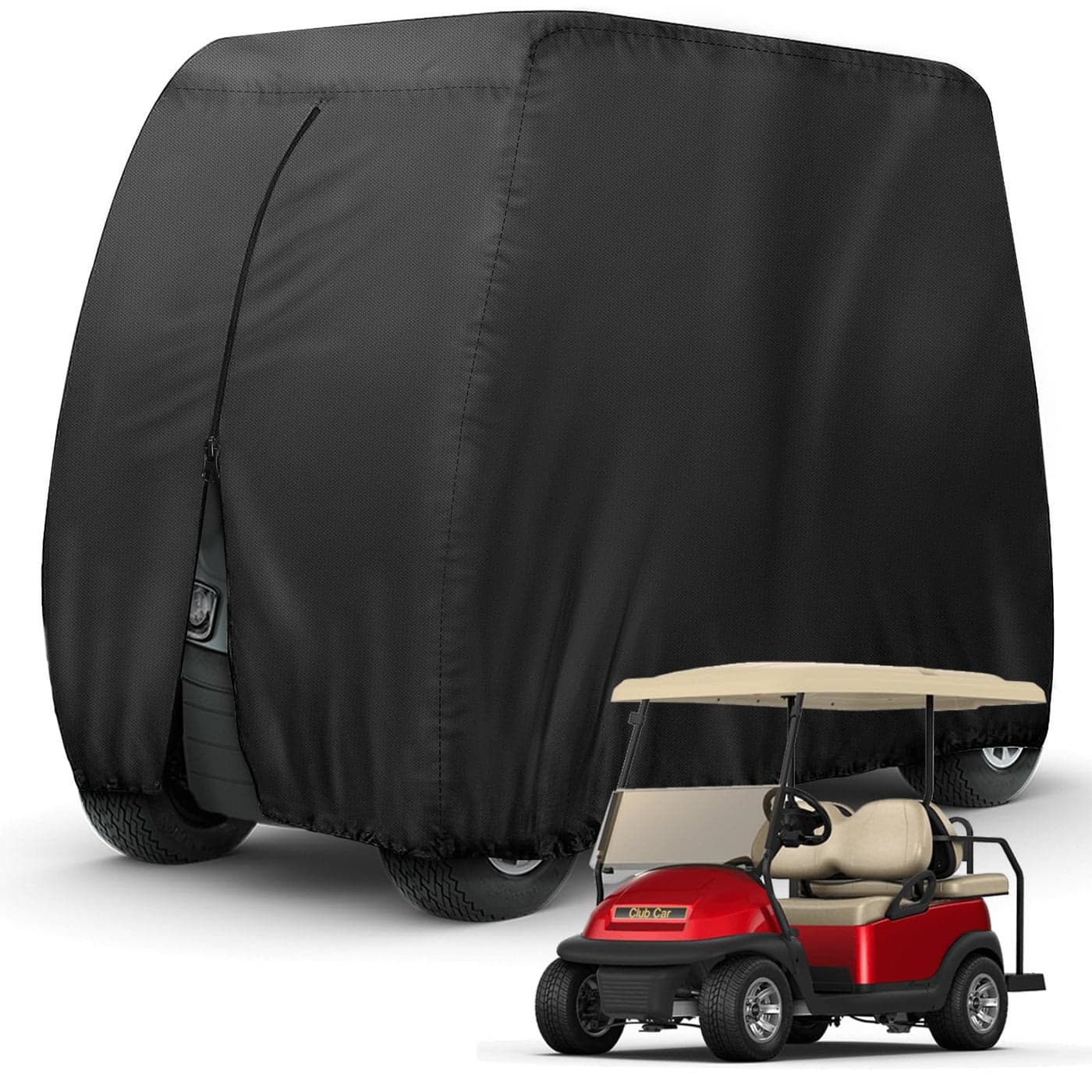 Golf Cart Cover 4 Passenger Heavy Duty 420D Waterproof Golf Cart Covers Extended Roof Compatible with EZ GO Club Car Yamaha Golf Carts Outdoor Dustproof 4 Seat Club Car Cover Up to 112 Inch