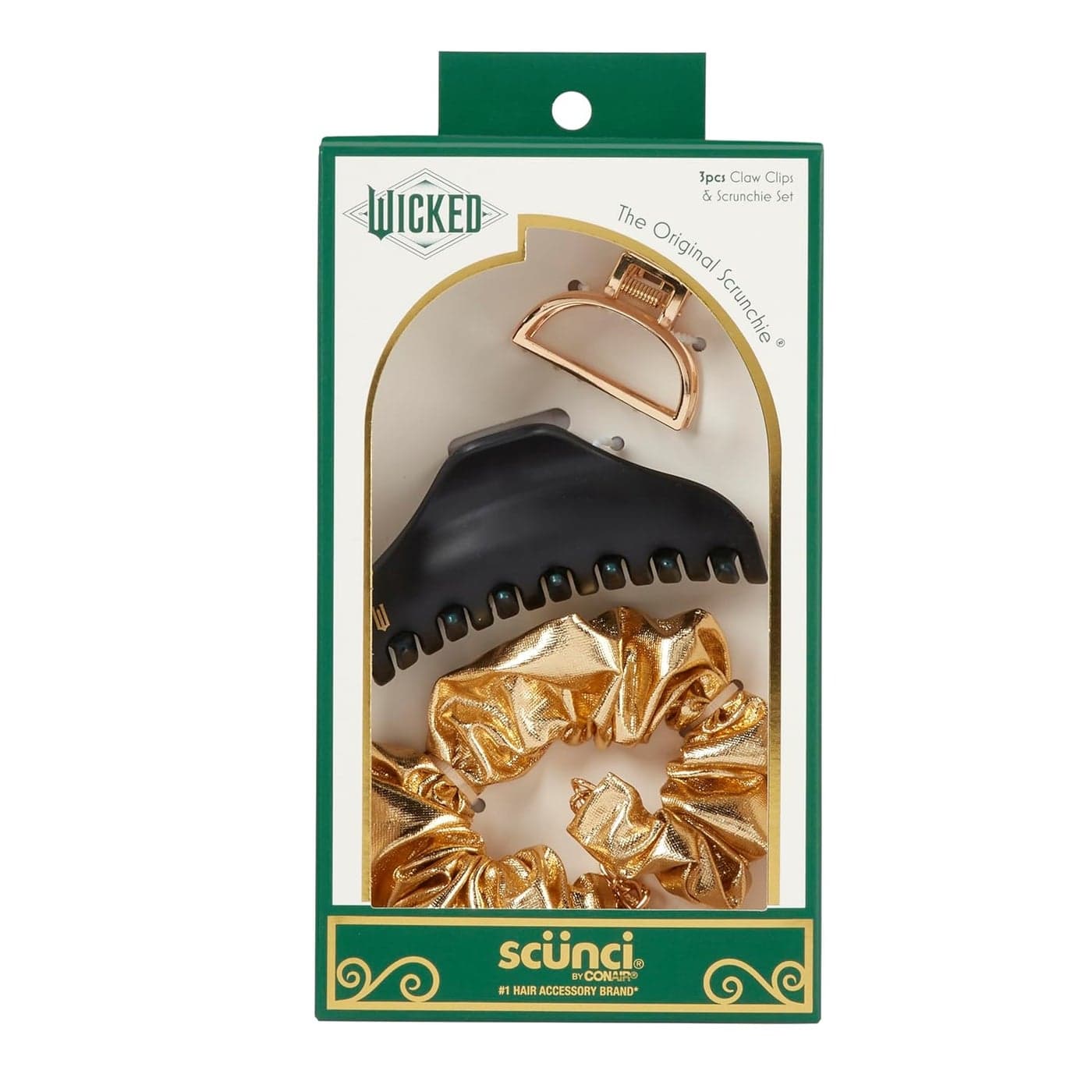 Wicked 3PK Claw Clip Scrunchie set hair clips gift box hair clips for women gifts for her hair accessories Scunci by Conair
