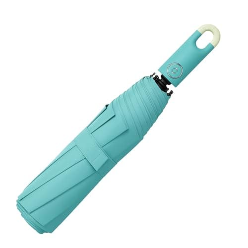 The Purple Tree Carabiner Handle Travel Umbrella (Blue) Windproof UV Protection, Auto Open/Close, Lightweight & Compact Folding Umbrella for Men & Women – Clip-On Design for Bags, Backpacks & Outdoor Travel