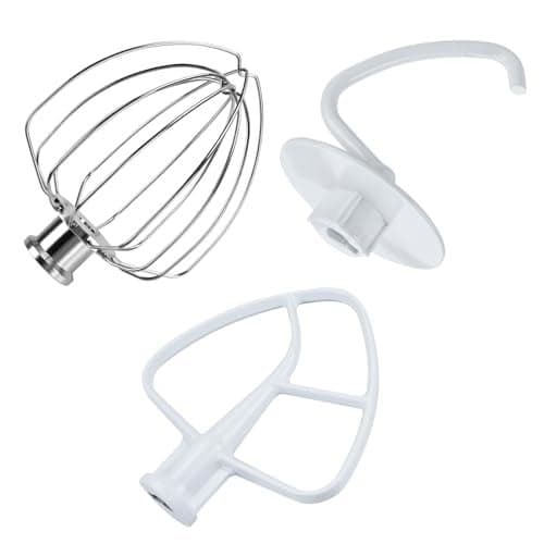 Mixer Attachments for KitchenAid 455 Quart TiltHead Stand Mixers Compatible with Artisan Classic Beaters Whisks Dough Hooks Attachment Sets by MMOBIEL 3in1 Aluminum