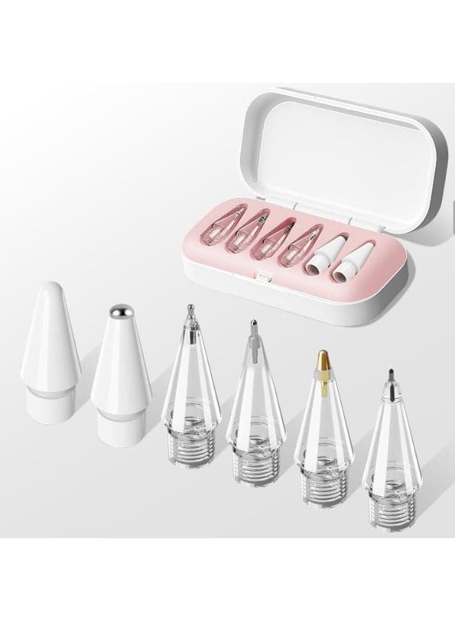Replacement Tips for Apple Pencil 1st & 2nd Gen, Pencil USB C, 6-Pack Upgraded Pencils Tips Fit, Wear-Resistant & Precise Control Needle Pencil Tips with Case, IPad Pro Pencils Sets (Pink)