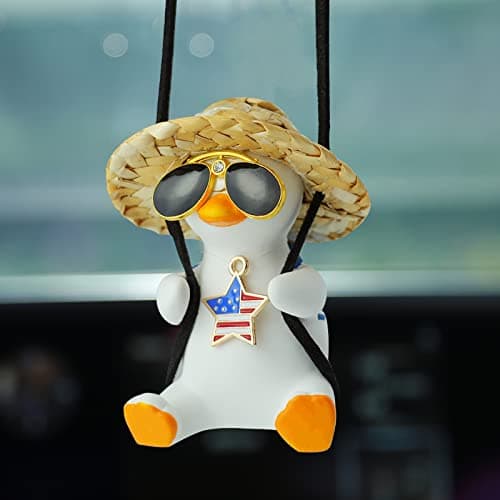 Cool Swinging Duck Car Hanging Ornament Pendant Interior Rearview Mirror Decoration and Car Rear View Mirrior Hanging Accessories
