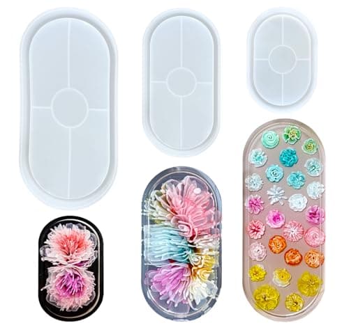 3 Pcs Oval Resin Tray MoldsDIY Thickened Coaster MoldsEpoxy Resin MoldDurable Silicone Coaster Mold for DIY Ring Trinket Storage Plate Mould Home Decoration Soap Tray