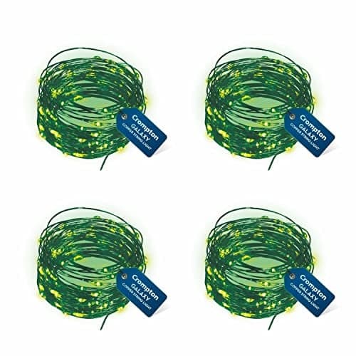 Crompton Galaxy Decoration Copper USB Powered String Fairy Lights with 100 Led Light (10 Meters, Green, Pack of 4)