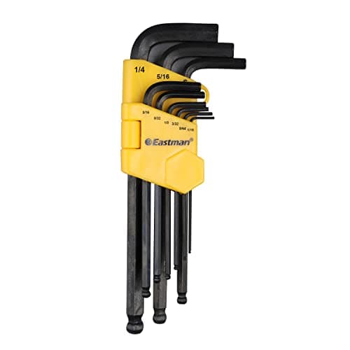 Eastman Ball Point Allen Keys, Set Of 9Pcs, Metric Sizes 1.5 To 10, Chrome Vanadium Steel, Comfort Grip, Black Finish, Fully Heat Treated 48-52 Hrc, Eak-2406