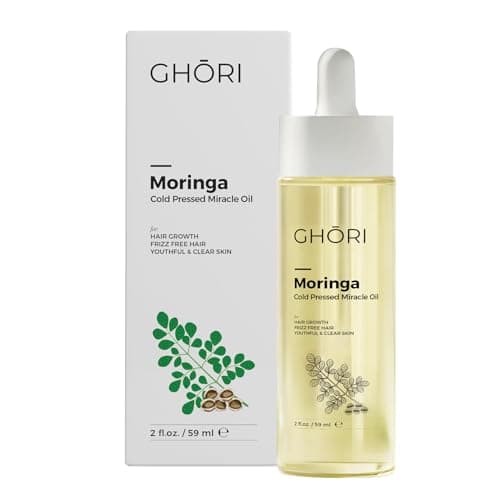 GHORI Moringa Cold Pressed Miracle Oil Hair Growth Frizz Control Clear Skin Rich in Antioxidants Vitamins 2 fl oz 59ml