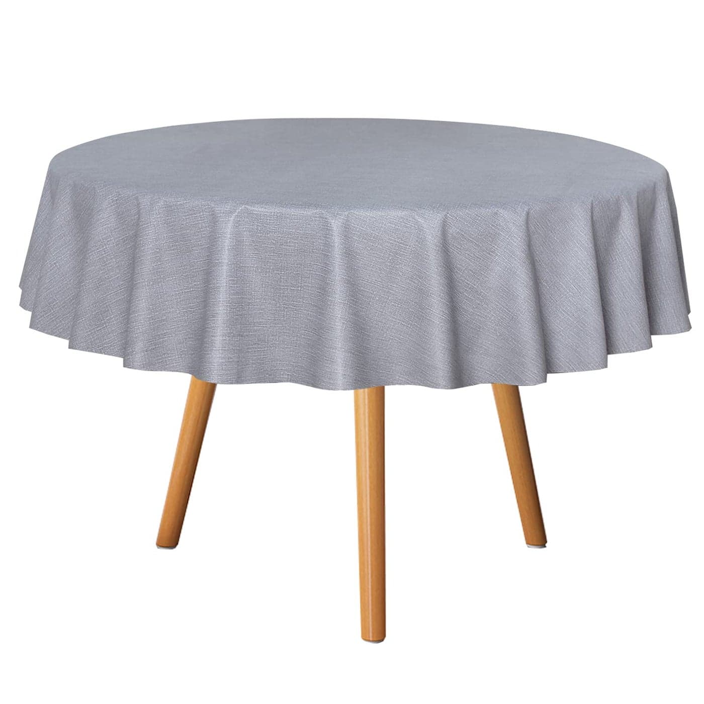 sancua 100 Waterproof Round PVC Tablecloth 54 Inch Oil Proof Spill Proof Vinyl Table Cloth Wipe Clean Table Cover for Dining Tables Buffet Parties and Camping Grey