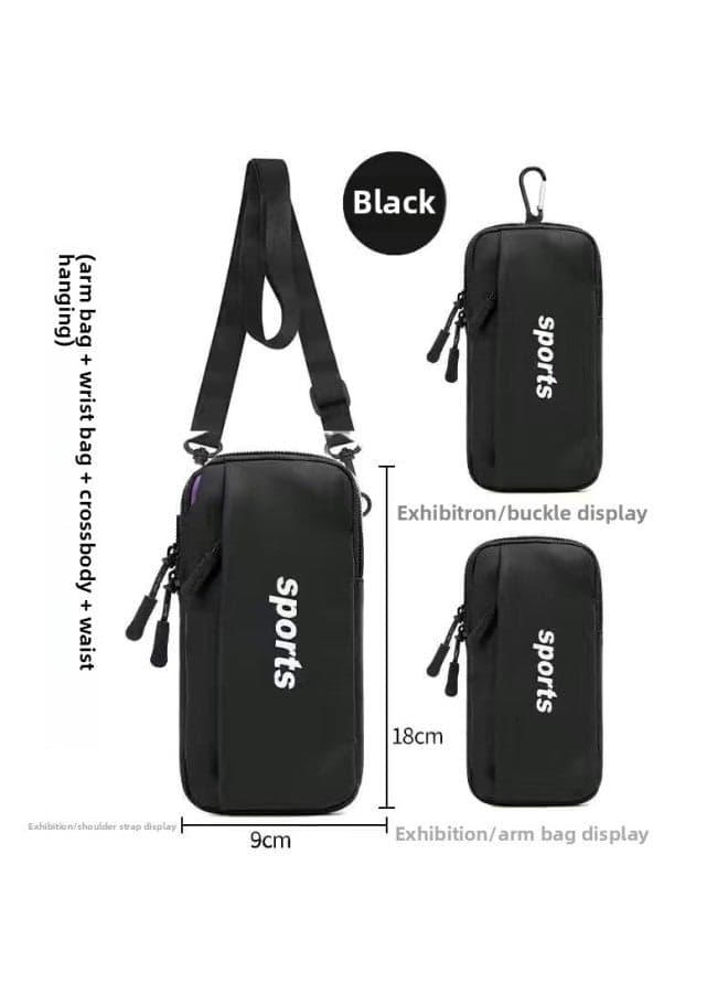Running Mobile Phone Arm Bag Outdoor Fitness Equipment Unisex Arm Bag Sports Mobile Phone Arm Cover Wrist Bag Waterproof-Color:multi-function Black