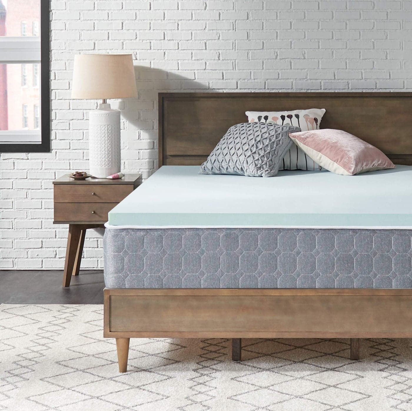 Sealy TrueForm 2 Inch Full Memory Foam Mattress Topper Gel Infused Technology Contours to Body Moisture Wicking Fabric for Cooling Sleep Blue