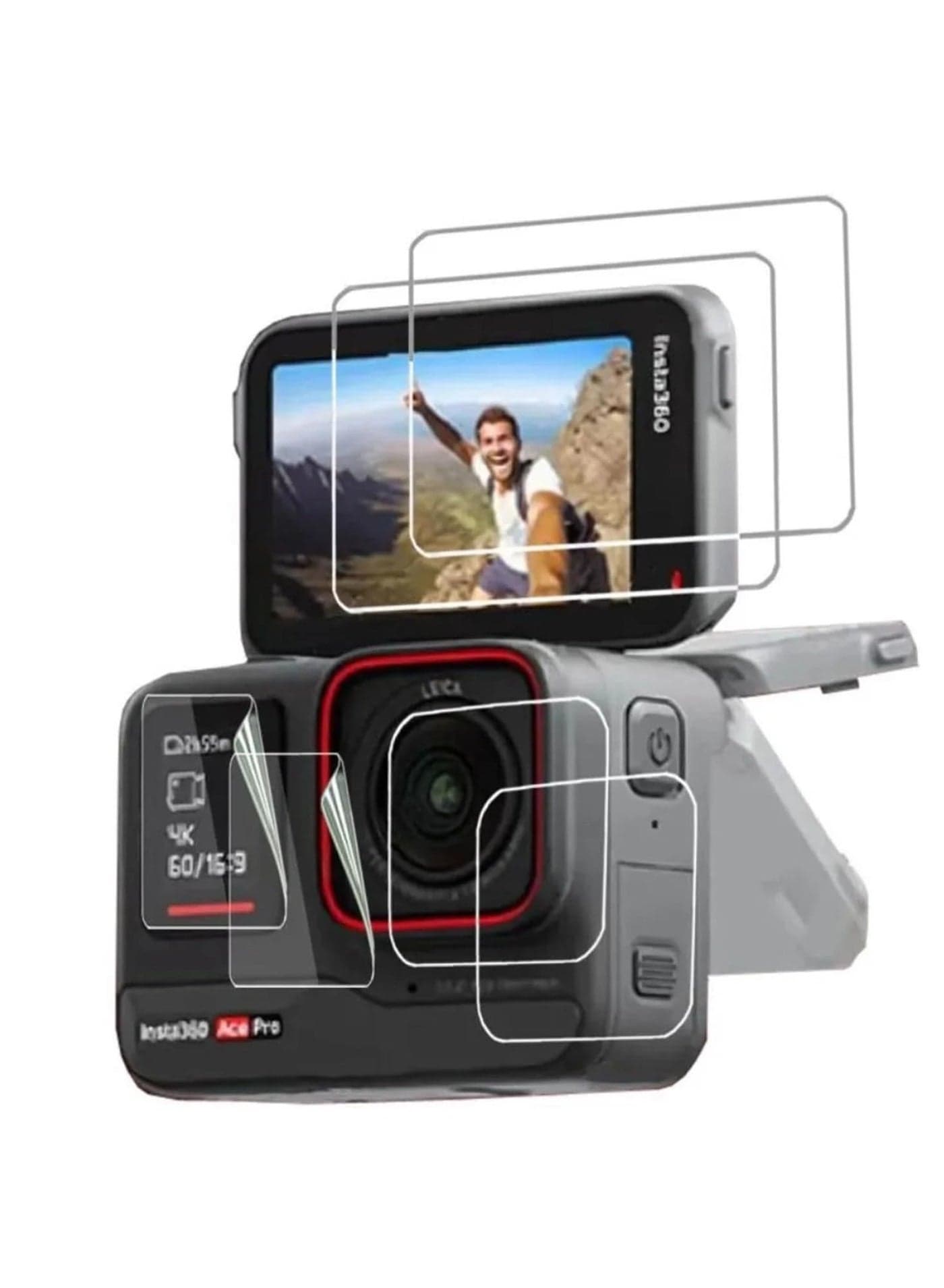 6pcs Screen Protector Ultra Clear Screen Protector Tempered Glass for Insta360 ACE PRO Front & Back LCD Display & Lens Protector Film