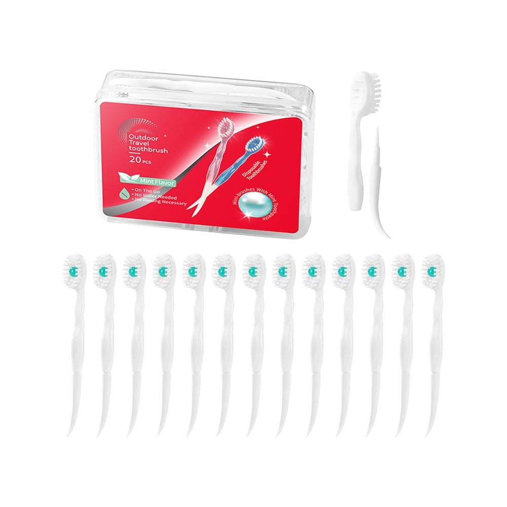 JOUGE Disposable Mini Toothbrush Travel Toothbrushes with Toothpaste Portable Peppermint 48pcs 1