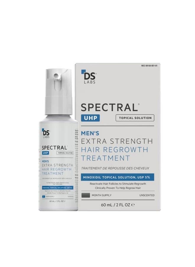 DS Labs Spectral.UHP 5% Minoxidil Hair Density Serum - Extra Strength Topical Formula for Thicker-Looking Hair, Targets Thinning at the Crown Area, With Nanosome Technology, 60mL