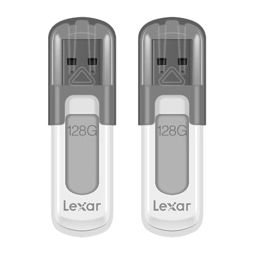 Lexar 128GB 2-Pack JumpDrive V100 USB 3.2 Gen 1 Flash Drive for Storage Expansion and Backup, Up To 100MB/s Read, Gray (LJDV100128G-B2HNU)