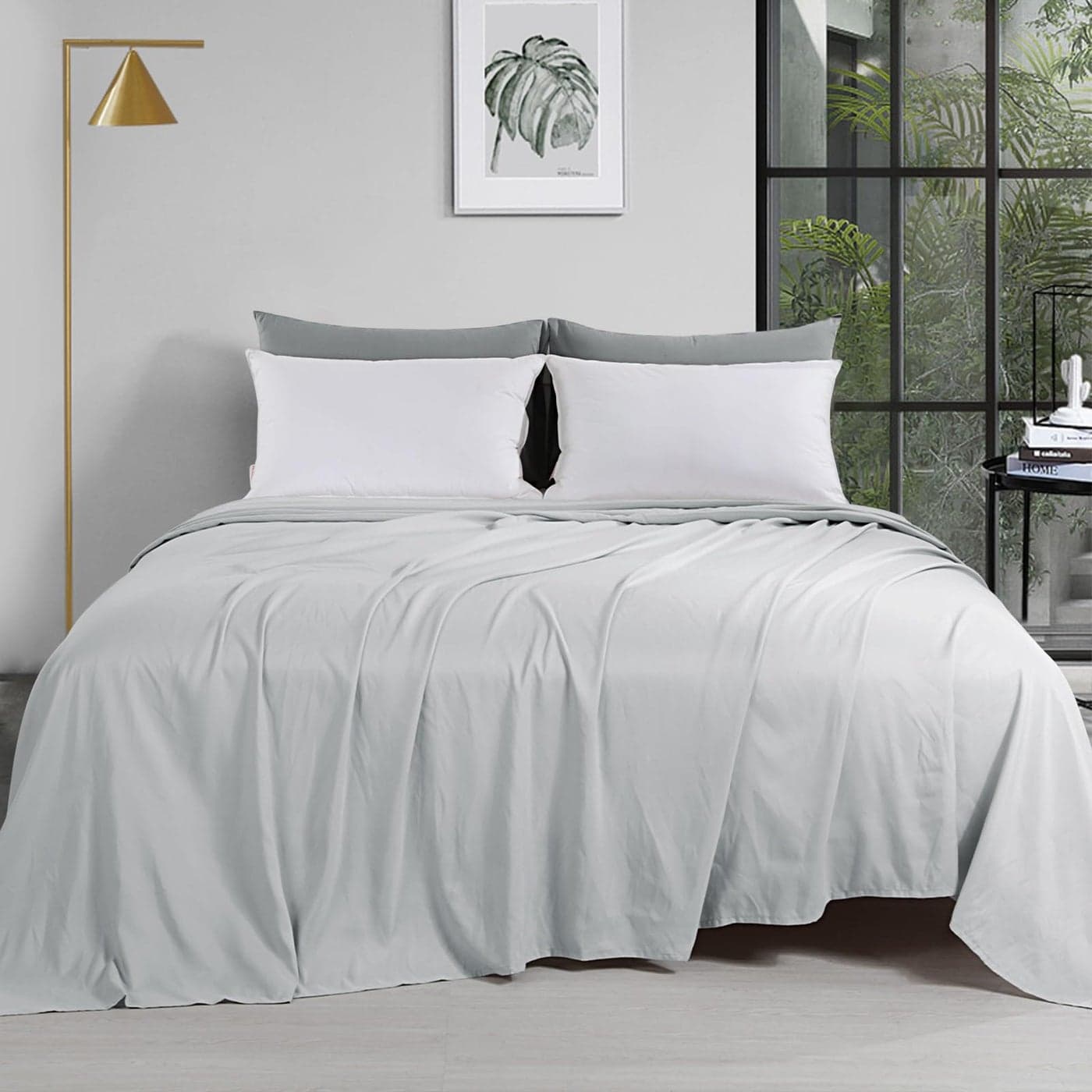 HOMBYS Light Grey Oversized King Flat Sheets Extra LargeSoft Durable Bed SheetSmooth Breathable Top Sheet 120 in x120 in