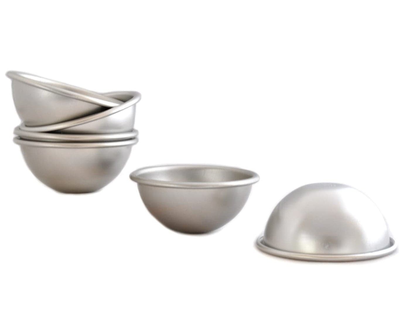 RINKLE TRENDZ Aluminium Half Round Cake MouldCake Pan 3D Mould Set of 6 Pieces Size 3Inches