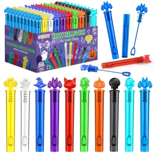 OCHIDO Halloween Party Favors for Kids Goodie Bag Fillers Gifts 200 Pack Halloween Themed Mini Bubble Set for Halloween Treats School Classroom Rewards GiftsTrick Or Treat Goodie Toys Bulk