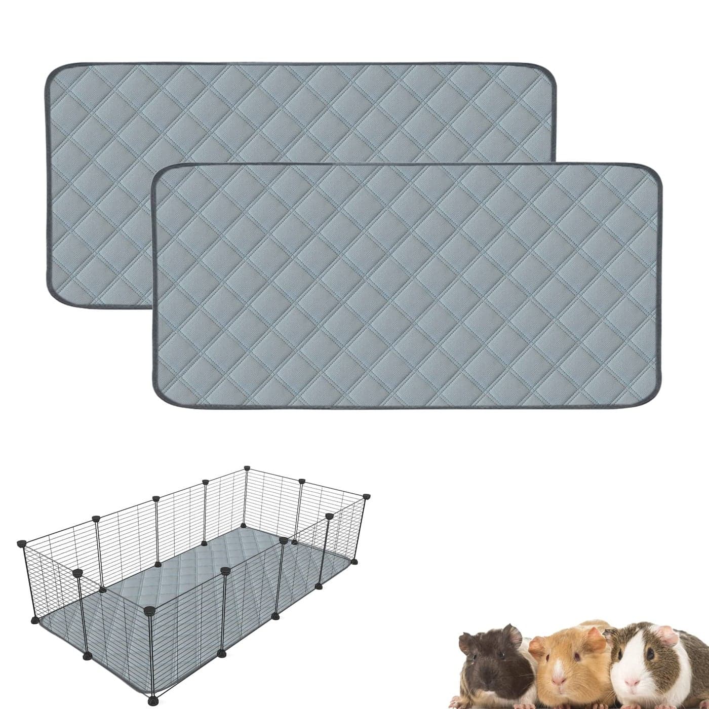 Mooydee 2 Pack Guinea Pig Cage Liners Washable Guinea Pig Bedding Waterproof Super Absorbent Non Slip Reusable Guinea Pig Pee Pads for Small Animals Rabbit Hamster Rat for Midwest 48 x 24