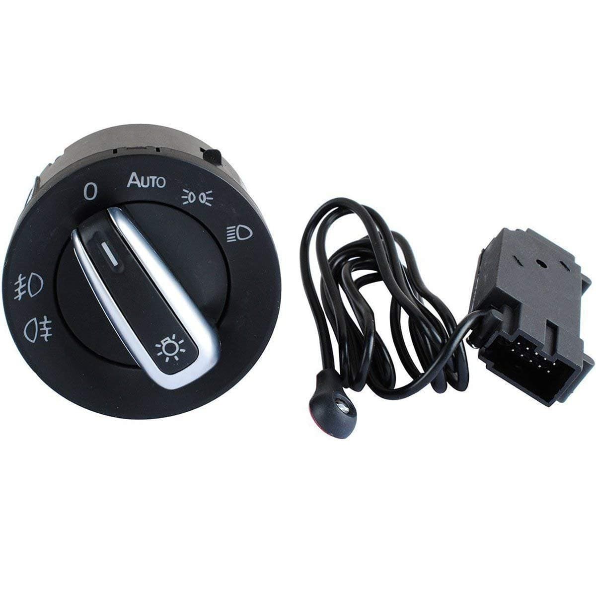 Aquiver Auto Parts Headlight Sensor Chrome Switch for VW Golf 5/Golf MK6/Tiguan/Jetta MK5
