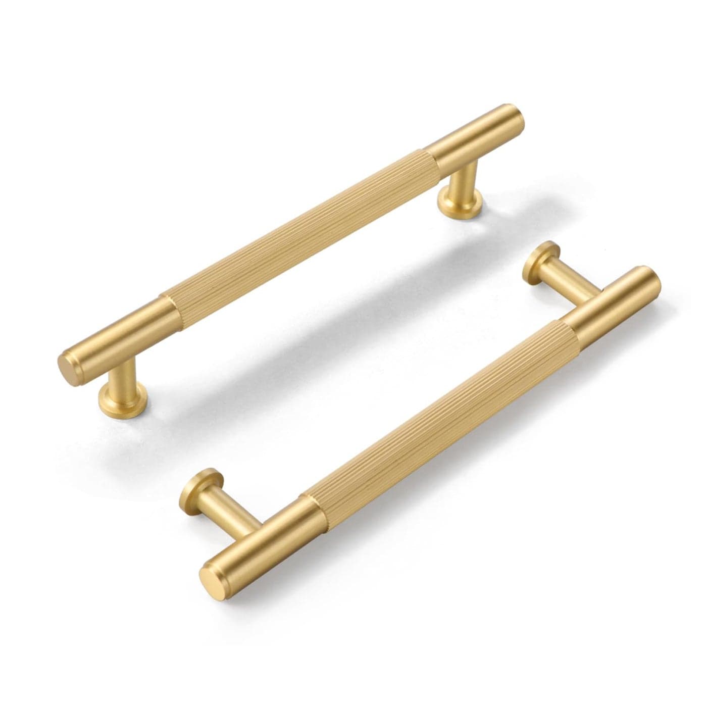 SALISENG2 Pack Brushed Gold Cabinet PullsSolid Brass Dresser Drawer Handles 5 Inches Modern Furniture Door Pulls for Bedroom Bathroom Cabinet Hardware