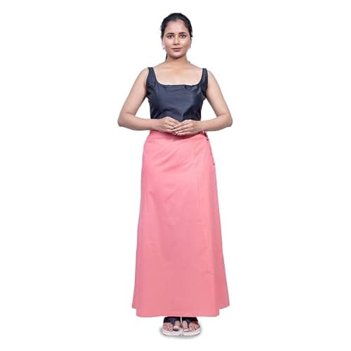 Happy Bunny Saree Petticoat or Inskirt for Women, Shapewear Underskirt with Drawstring, Regular Comfort Fit, Available in 3 Sizes (MED, Shell Pink)
