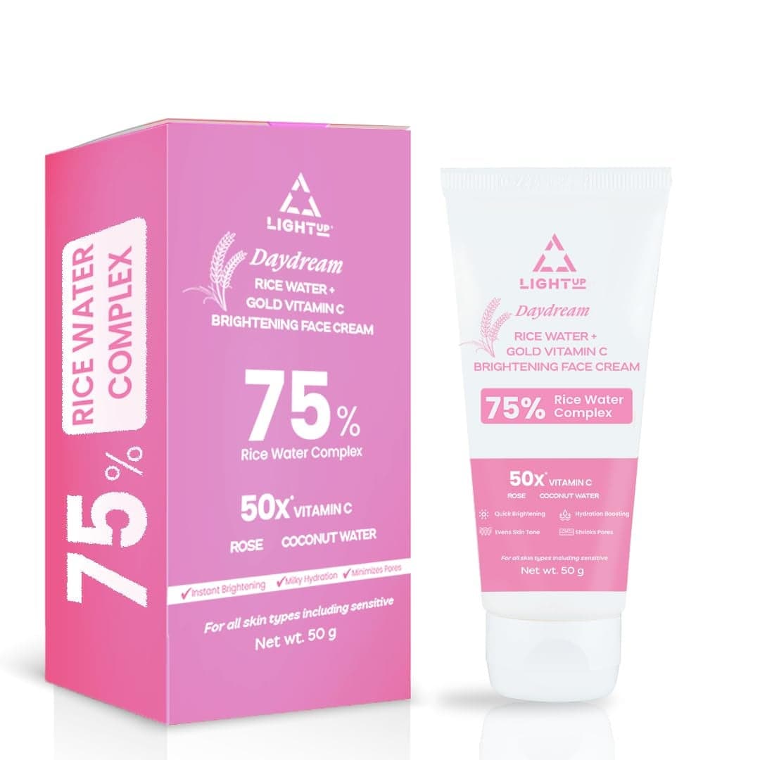 Light Up Daydream Rice Water Brightening Face Cream with 75 Rice Water Complex Rose Coconut Water Korean Glass Glow Shrink Pores Oil Free For All Skin Types 50 g