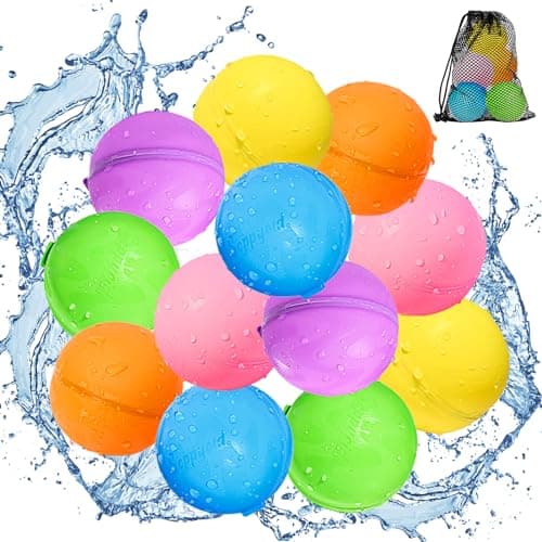 Reusable Water Balloons 12 Pack Refillable Water Bombs Self Sealing Quick Fill LatexFree Silicone Outdoor Toys for Kids Adults Summer Fun Pool Beach Water Toys Birthday Gifts