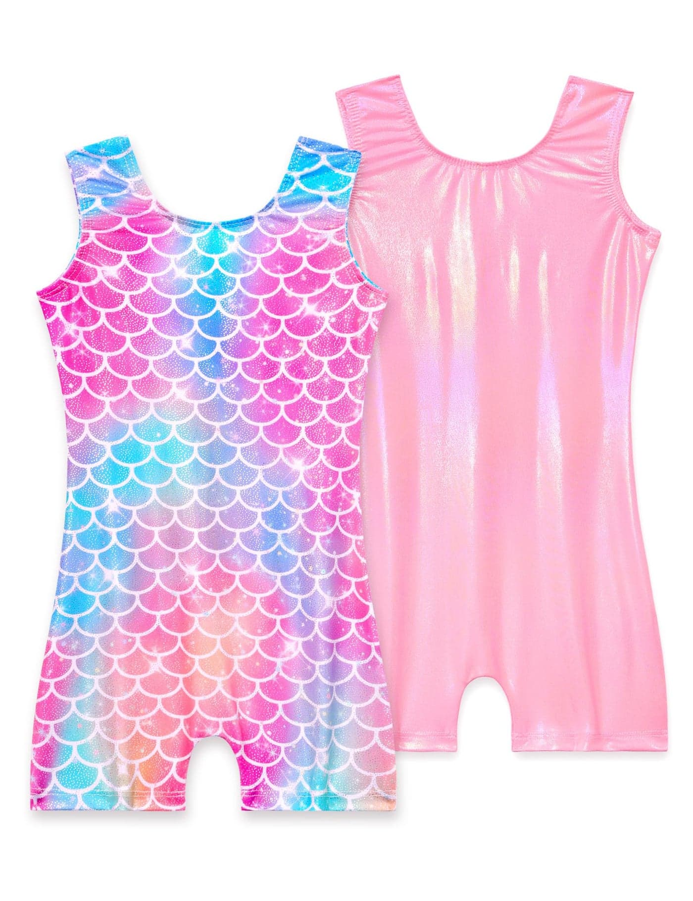 Nokecina Girls Gymnastics Leotards 2 Packs Size 67 Years Old Pink Purple Stretchy Kids Biketards