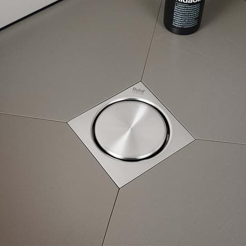 Ruhe® Full Moon Square Floor Drain Trap/Jali | 304-Grade Stainless Steel Drain Jali | 5 x 5 inches | Floor Drain with Cockroach Trap/Jali
