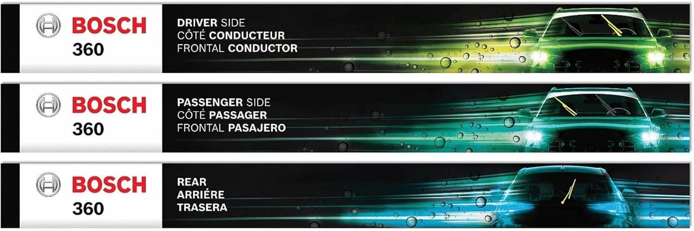 BOSCH 360 Complete Vehicle Wiper Blade Kit - Front Beam Blades (Pair) + Rear Wiper Blade - 26"/17"/12"