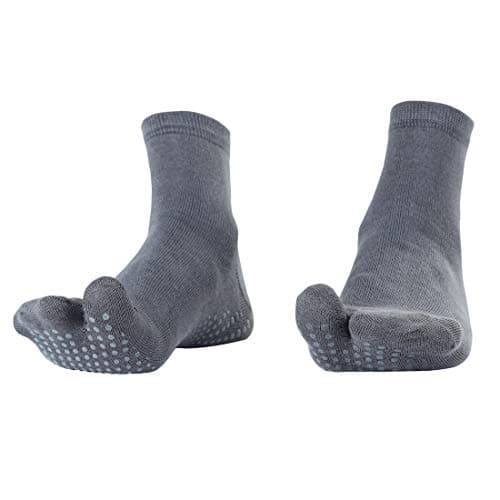 NOFALL Antislip Split Toe Ankle Length Patterned Cotton Socks for Men, Ideal for Yoga, Exercise, Home, Daily Use, Soft and breathable, Color - Dark Grey (Pack of 2)