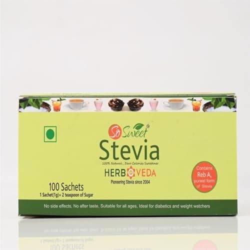 So Sweet Stevia Sachets - Sugar-Free Natural Zero Calorie Sweetener, 100 Sachets (200 Servings), Perfect for Sweetening Drinks, Baking, Coffee, and Tea, Keto & Diabetic Friendly, Convenient for On-the-Go
