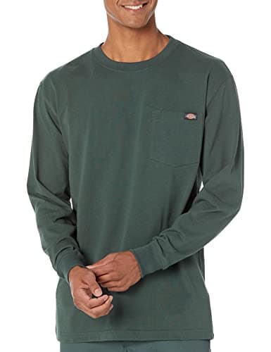 Dickies Men's Long Sleeve Heavyweight Crew Neck, Hunter Green, X-Large