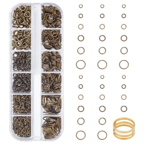 Pandahall Elite Brass Promo Beads 4-10mm Diameter Close but Unsoldered Jump Rings in 1 Box Antique Bronze