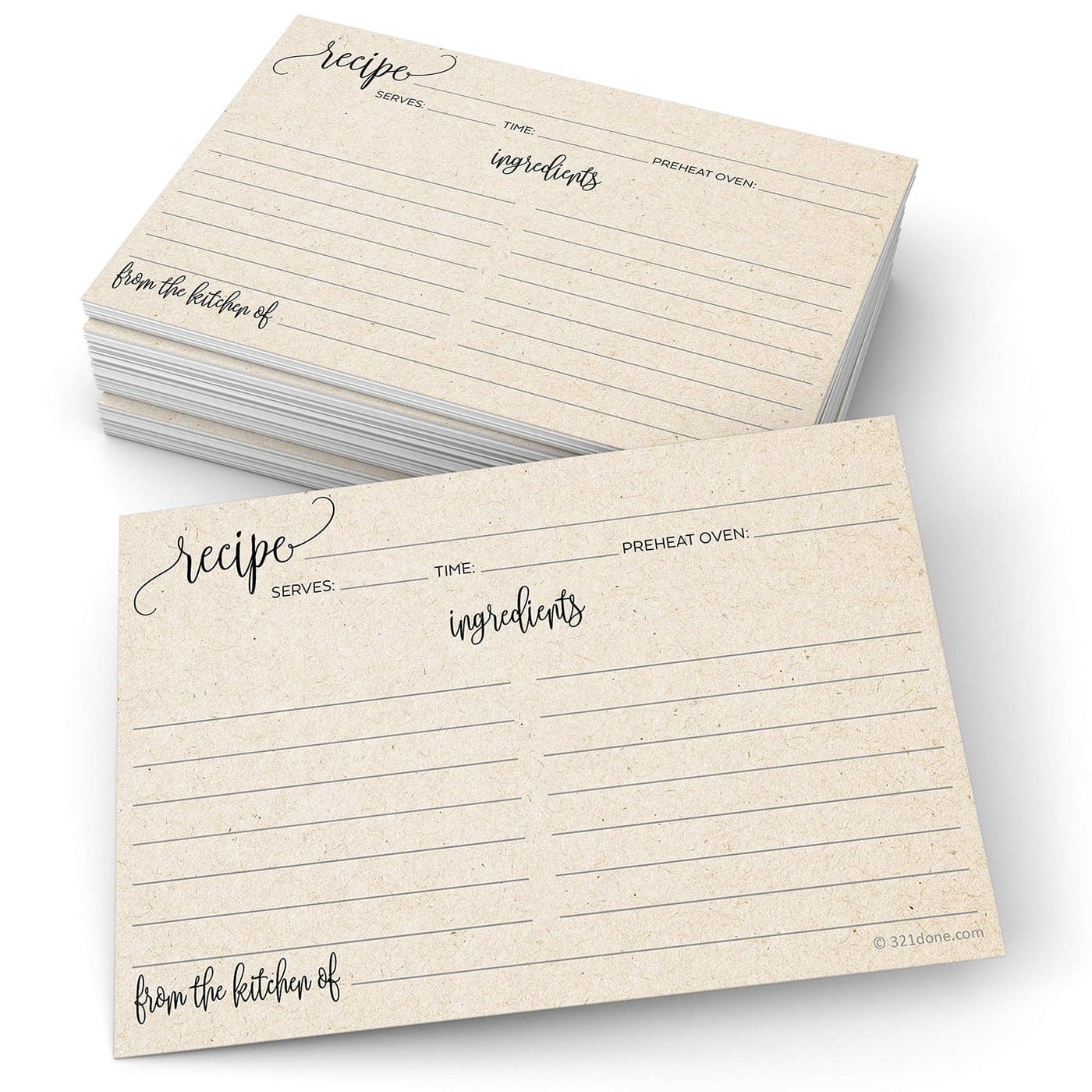 321Done Recipe Cards Set of 50 Floral 4 x 6 DoubleSided for Weddings Bridal Shower Made in USA Large Watercolor Red Roses White From the Kitchen Of