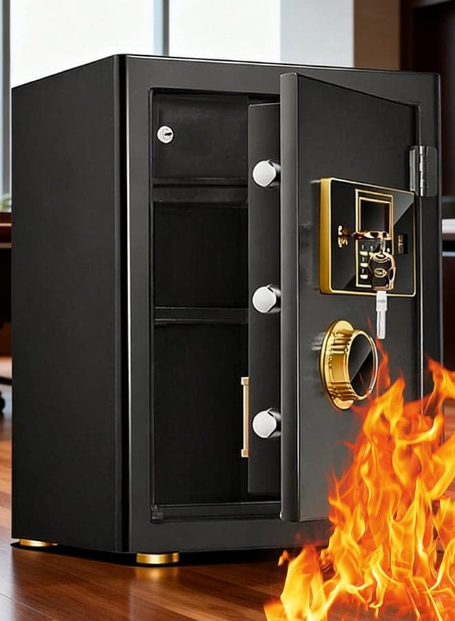 Safe Box Home Safe Box Fireproof Waterproof Heavy Duty Fire Proof Safe Boxes for Home Use Removable Inner Cabinet and Shelf Anti-Theft Digital Safe Box for Home Office Hotel 50x38x31cm