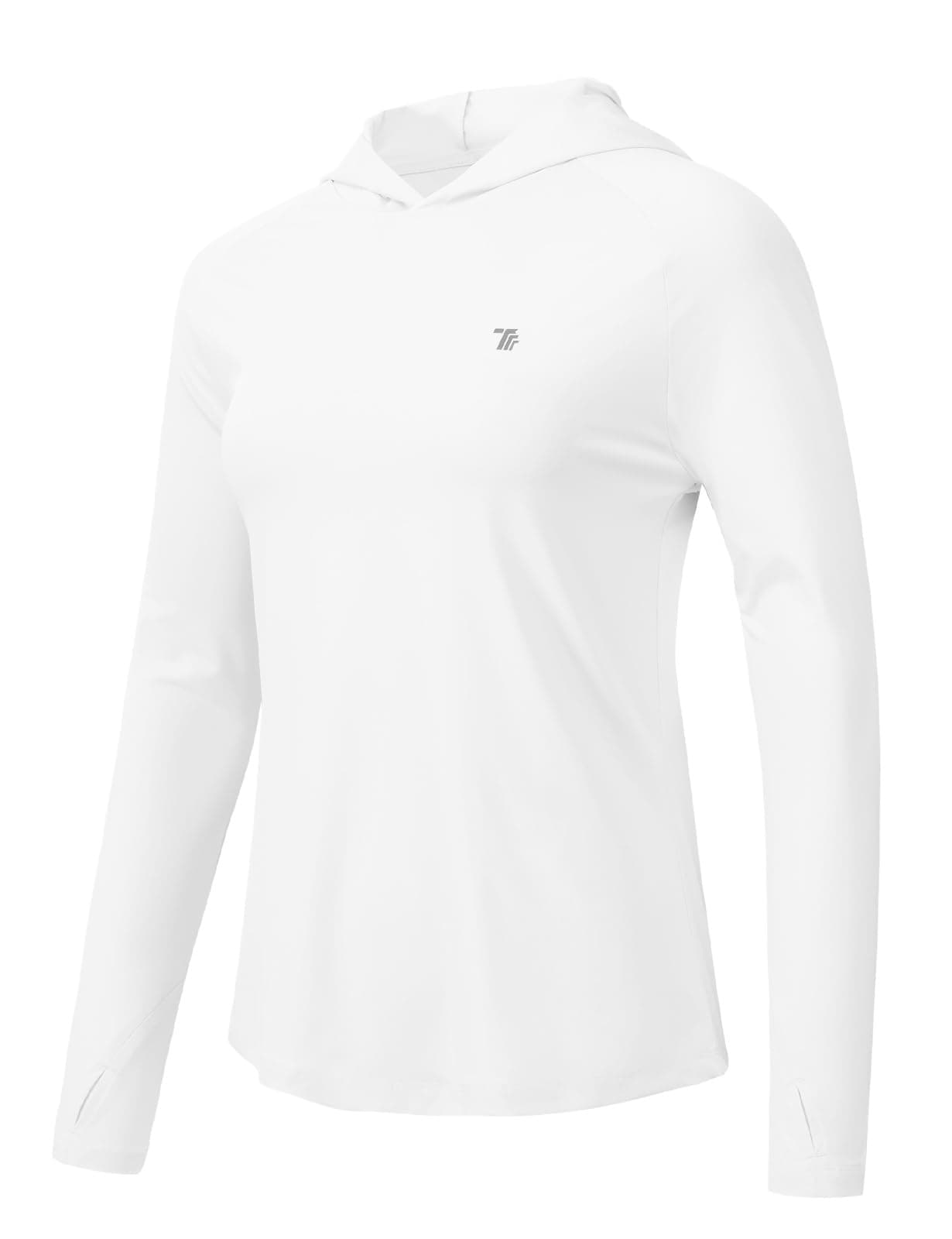 TBMPOY Womens Long Sleeve Hoodie UPF 50+ Sun Protection Shirt Fishing Hiking Outdoor UV Shirt Lightweight White L
