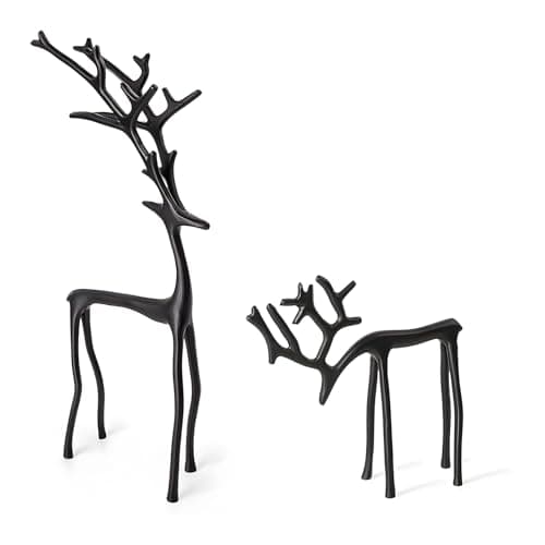 Bivpreom 2 Pcs Reindeer Christmas Decor,Black Metal Reindeer Decor for Table Centerpieces、Mantel、Living Room、Bedroom、Office
