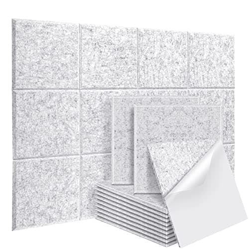 DEKIRU Self Adhevise Acoustic Panels Sound Proof Padding, 12 X 12 X 0.4 Inches High Density Sound Proof Foam Panels Used in Home & Offices ï¼Ë†12 Pack Greyï¼â€°