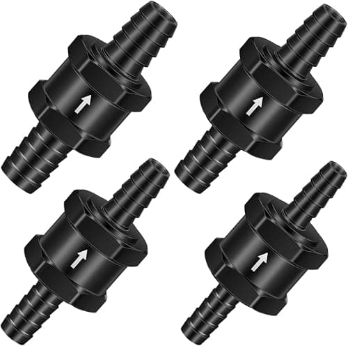 Baieasy 4 Pcs 14 516 38 12 Fuel Non Return Inline One Way Check Valve for Fuel Line Oil Petrol Diesel Gasoline Water Aluminium Alloy Black