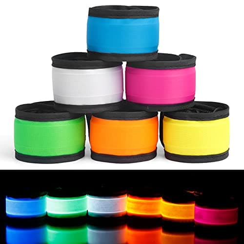 LED Light up Slap Wristband Toy Flashing Bracelets for Kids Glow in The Dark Armband Night Safety Toys for Walking Running Camping Easter New Year Party Supplies Goodie Bag Fillers Gift 6 Pack