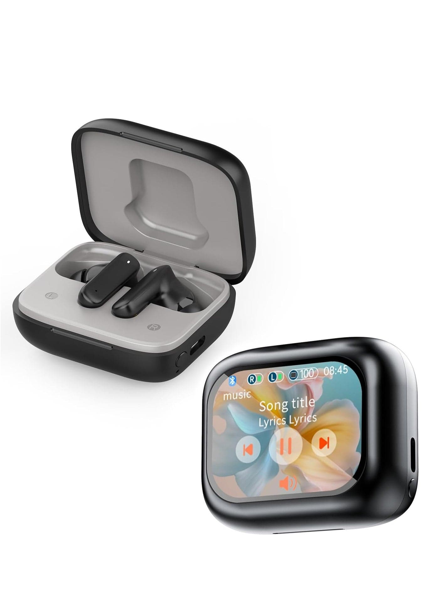 2.01'' Touch Screen Wireless Earbuds Bluetooth 5.4 Headphones with 40H Playtime Deep Bass Stereo Ear Buds with Call ENC Noise Active Noise Cancelling in Ear for iOS/Android