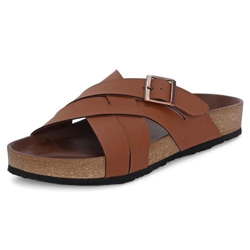 Centrino Mens Cushion Sliders/Slippers | PU Padding on the Footbed | Bounce Back Technology | Comfortable & LightWeight | Stylish & Everyday Flip Flops for Gents 6868-3_TAN_9