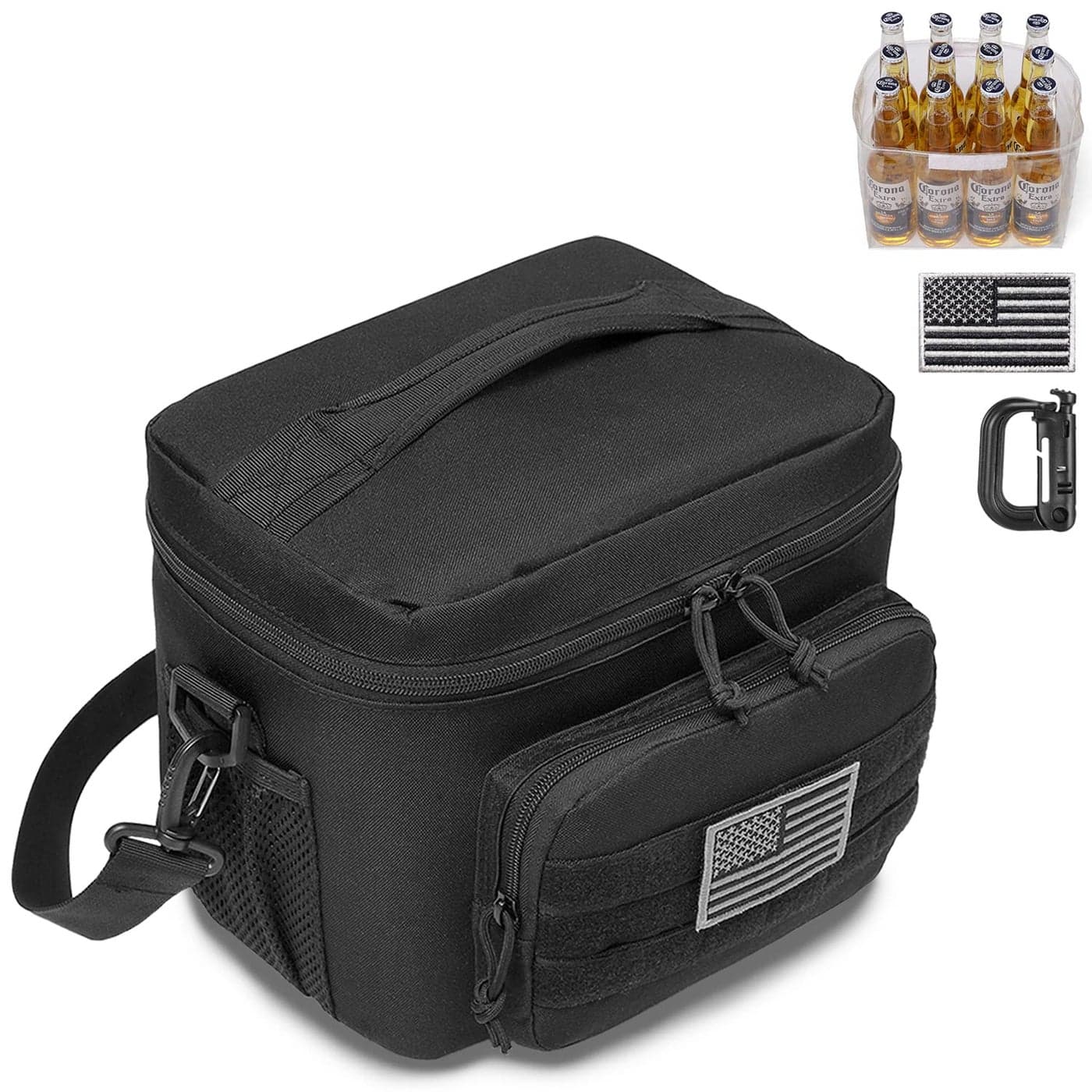 DBTAC Tactical Lunch Bag for Men Women 12 Cans Insulated Lunch Box for Adult 9L Leakproof Lunch Cooler Tote for Work Office Outdoor Travel Soft Easy To Clean Liner x2 Black
