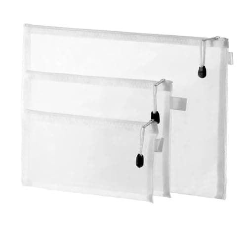 Document File Folders, Transparent Nylon Mesh File Bags, Zipper Pencil Case, Envelope Bag, Stationery Bag, Office Supplies, Storage Bags, School Supplies, Waterproof Pouch (Big+Medium+Small, 3 Pieces)