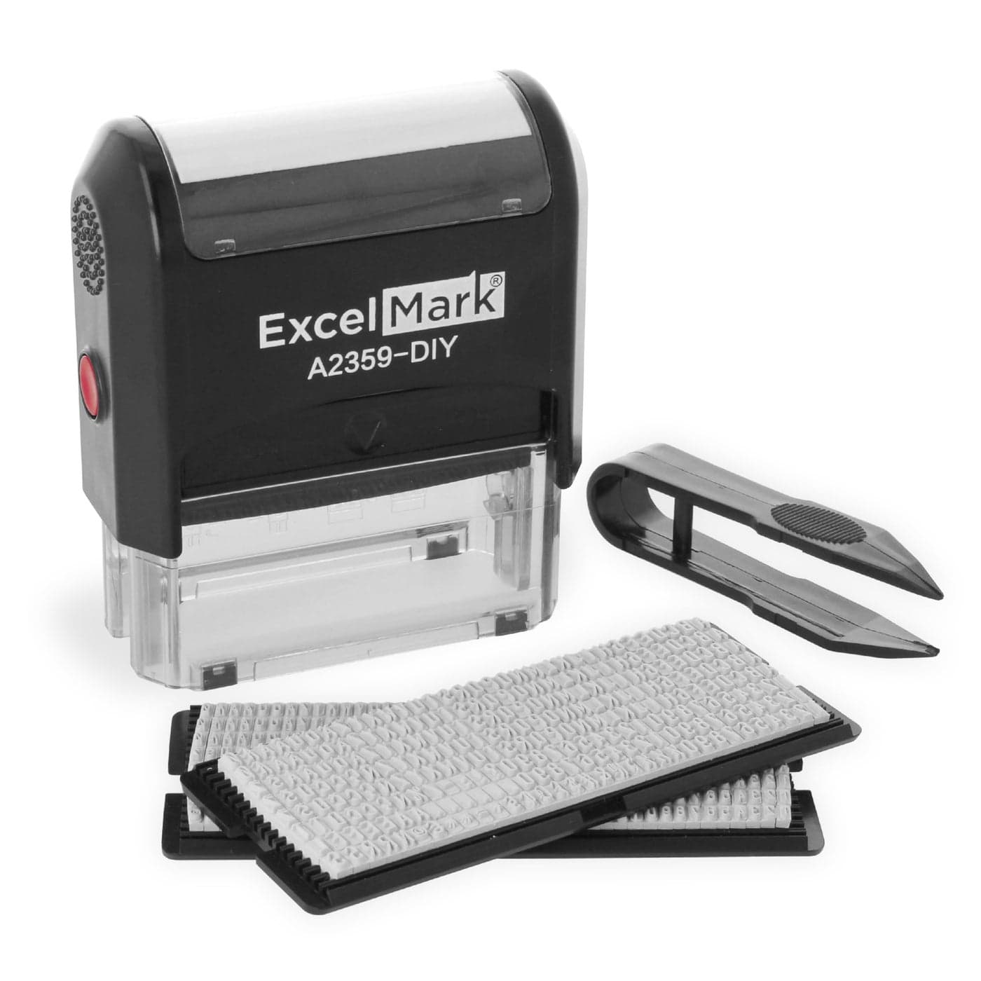 ExcelMark Self-Inking DIY Custom Rubber Stamp Kit - Personalized Stamper for Business or Home - Address Stamp, Message Stamp, and More