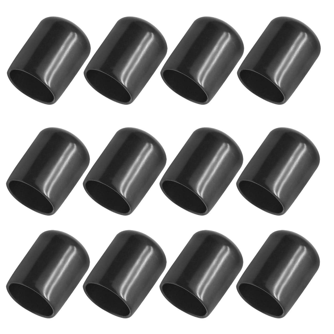 Bonsicoky 12Pcs Round Rubber End Caps 58 16mm ID Vinyl Flexible Bolt Chair Foot Covers Screw Thread Chair Leg Protectors for Round Tubing Bolt Desk Chair Leg Black