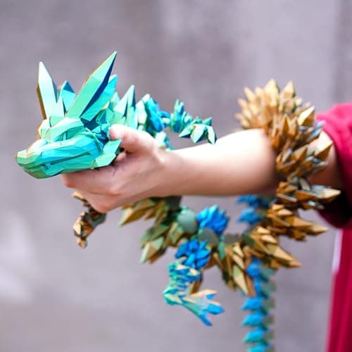 Super Large 3D Printed Crystal Dragon with Movable joint488inchFlexible Realistic Articulated Animal Fidget ToysMystery Figurines GiftsExecutive Desk Dcor and Festival Collectible colorfu