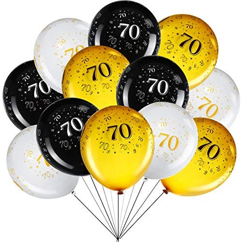 Blulu 70th Birthday Balloons for Men 45 Pcs Black Gold White Happy 70th Birthday Balloons Decorations for Men Women 70 Years Old Party Decor Supplies